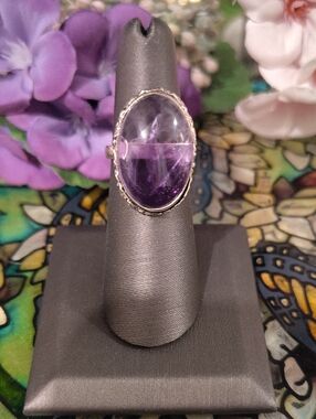 Amethyst Silver Gemstone Ring 925 - Size 6